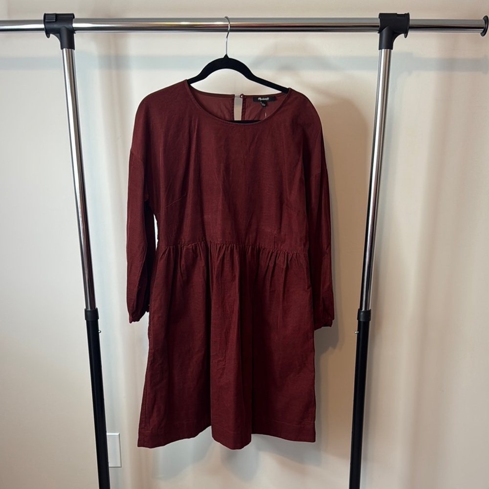 Madewell Red Crew Neck A-line Dress